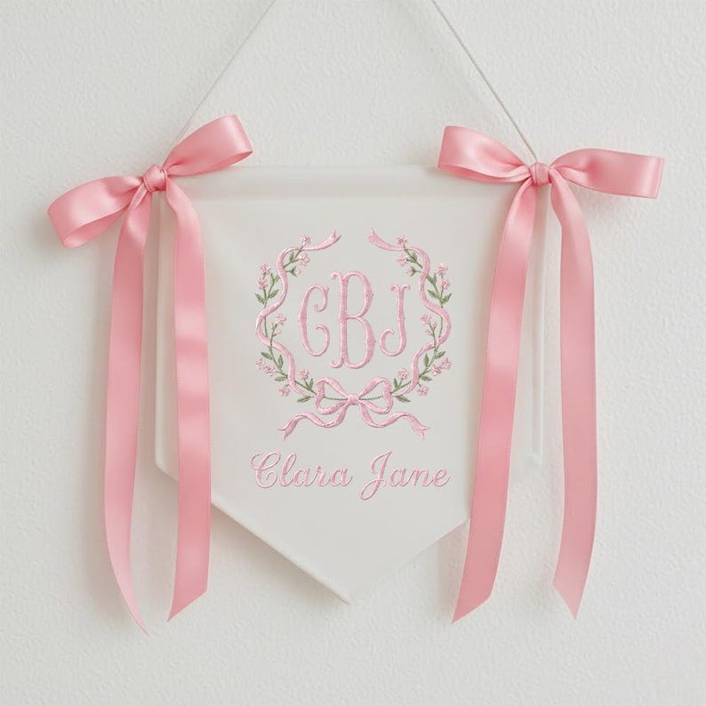 Pink Cbj Personalized Embroidered Hospital Bassinet Sign - Monogram Baby Name ...
