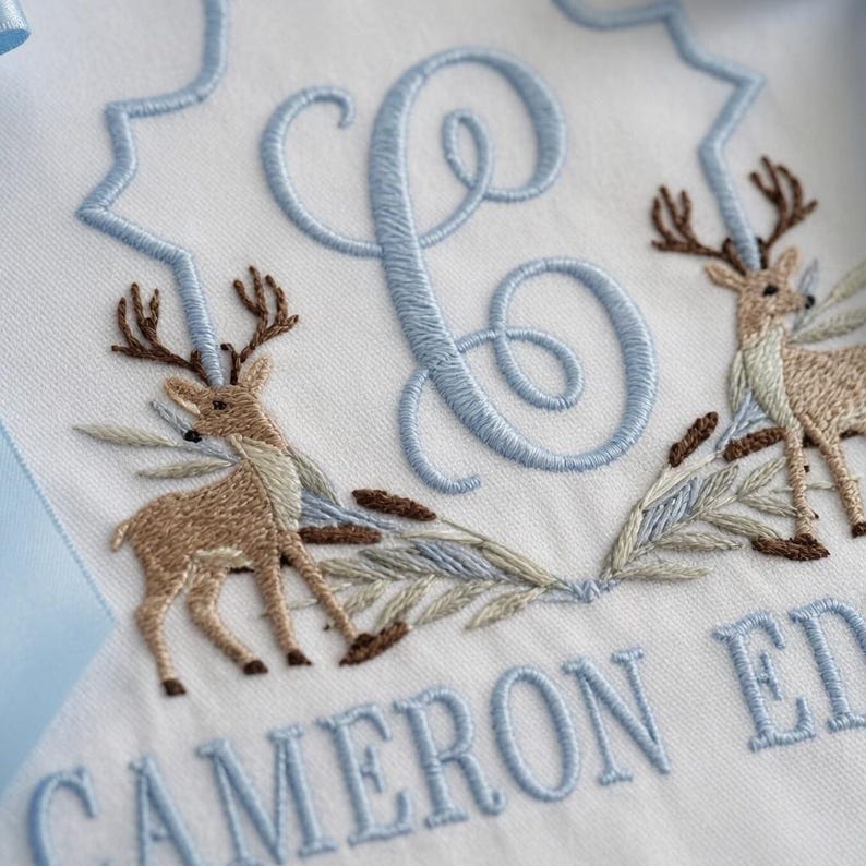 Deer Crest Monogram Baby Sign, Deer Baby Banner, Personalized ...