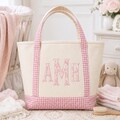 Personalized Gingham Canvas Tote Bag, Monogram Everyday Carryall, Classic Preppy Style product logo