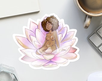 Divine Feminine Sticker • Soft Black Girl Sticker • Earthy Girl • Spiritual Healing Vinyl Sticker