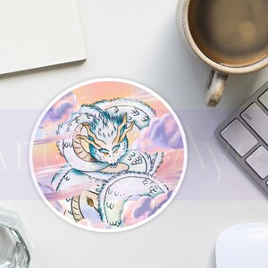 Fantasy Celestial Dragon Art, Pastel Dragon Sticker, Anime Style Vinyl Sticker, Dreamy Cloudcore Decal, Furry Sticker, Mythical Creature