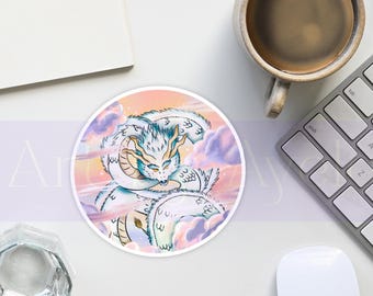 Fantasy Celestial Dragon Art, Pastel Dragon Sticker, Anime Style Vinyl Sticker, Dreamy Cloudcore Decal, Furry Sticker, Mythical Creature