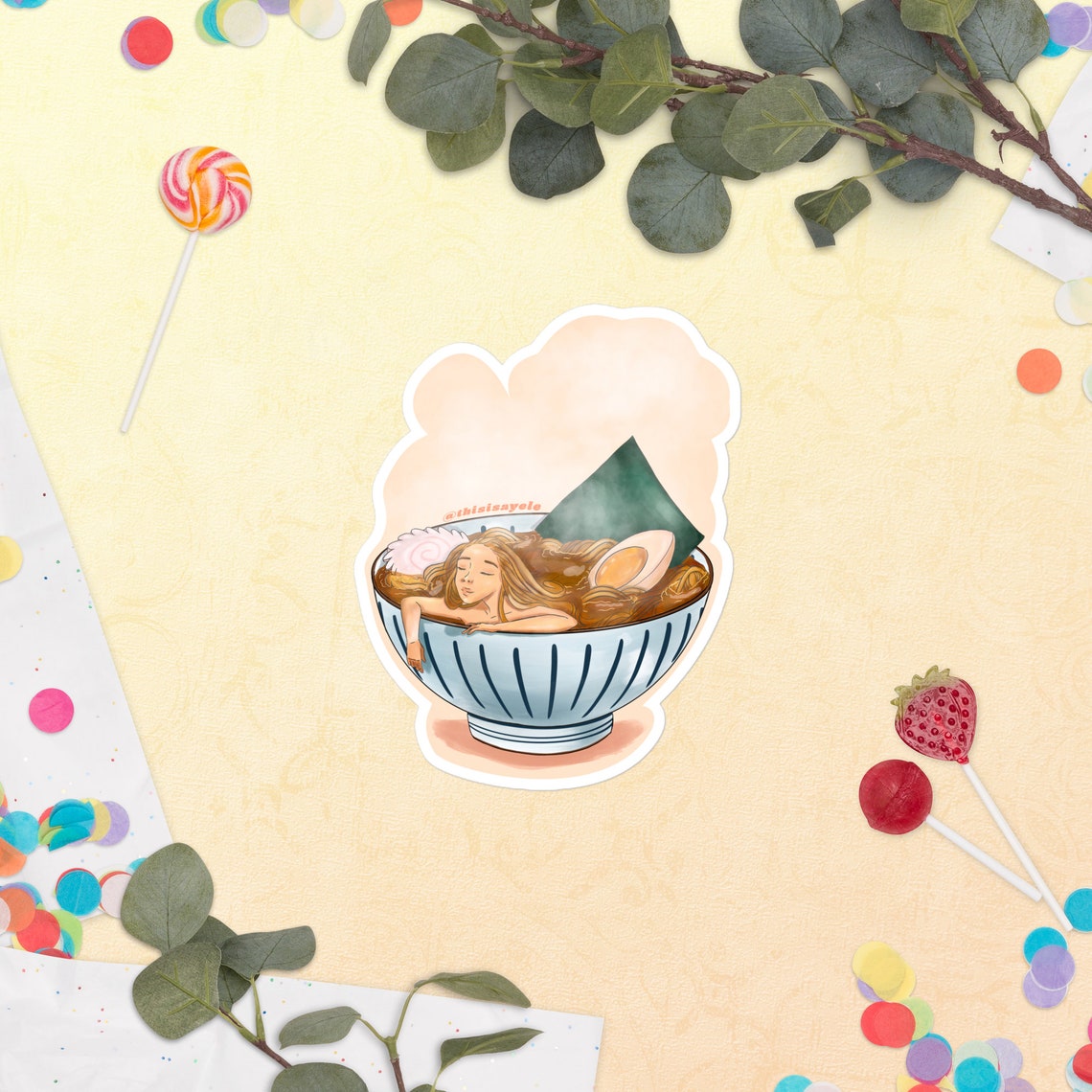 Ramen Girl 2 Sticker Japanese Food Sticker, Japanese Girl Sticker
