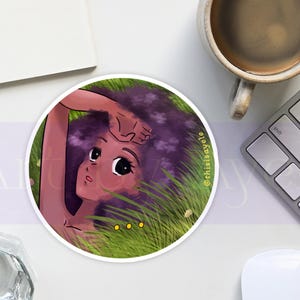 Dreamy Black Girl Anime Sticker • Soft Aesthetic Art • Inner Child Healing • Spiritual Vinyl Sticker
