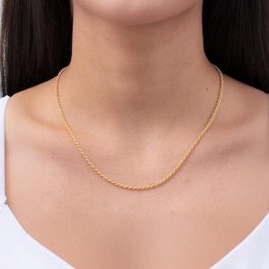 14k Solid Gold Rope Chain Necklace