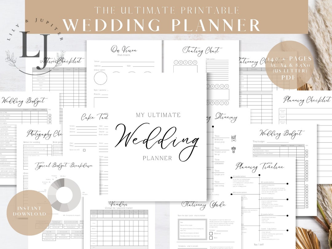 Wedding Planner PRINTABLE, PDF Digital Wedding Planner, Minimalist ...