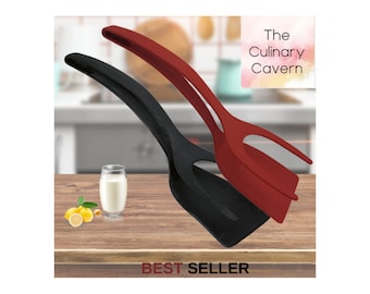 Non Stick 2 In 1 Pancake Spatula French Fries Turners Egg Clamp Frying Steak Pancake Tongs Toast Omelet Clip Kitchen Accessories