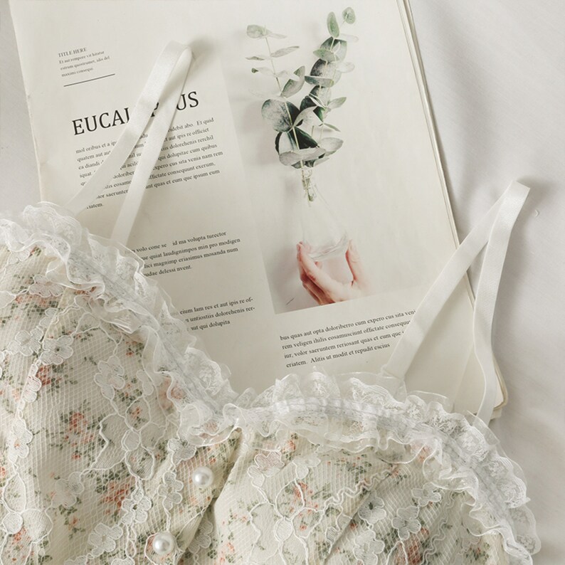 French Summer Coquette Style Lace Trim Cami Tank Top Etsy