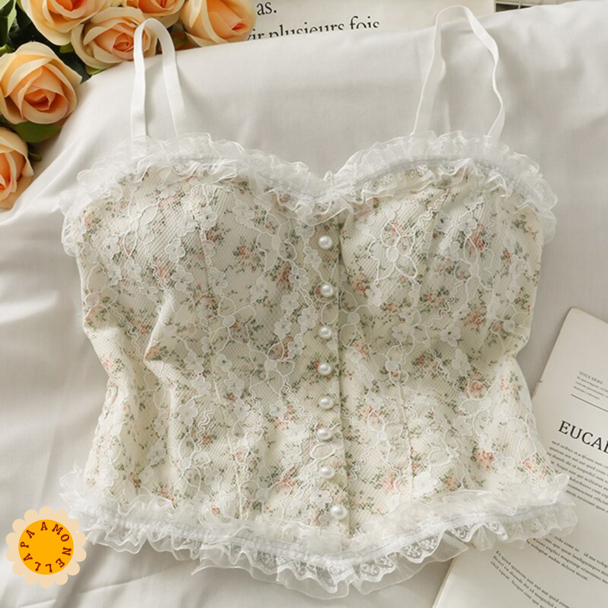 French Summer Coquette Style Lace Trim Cami Tank Top - Etsy