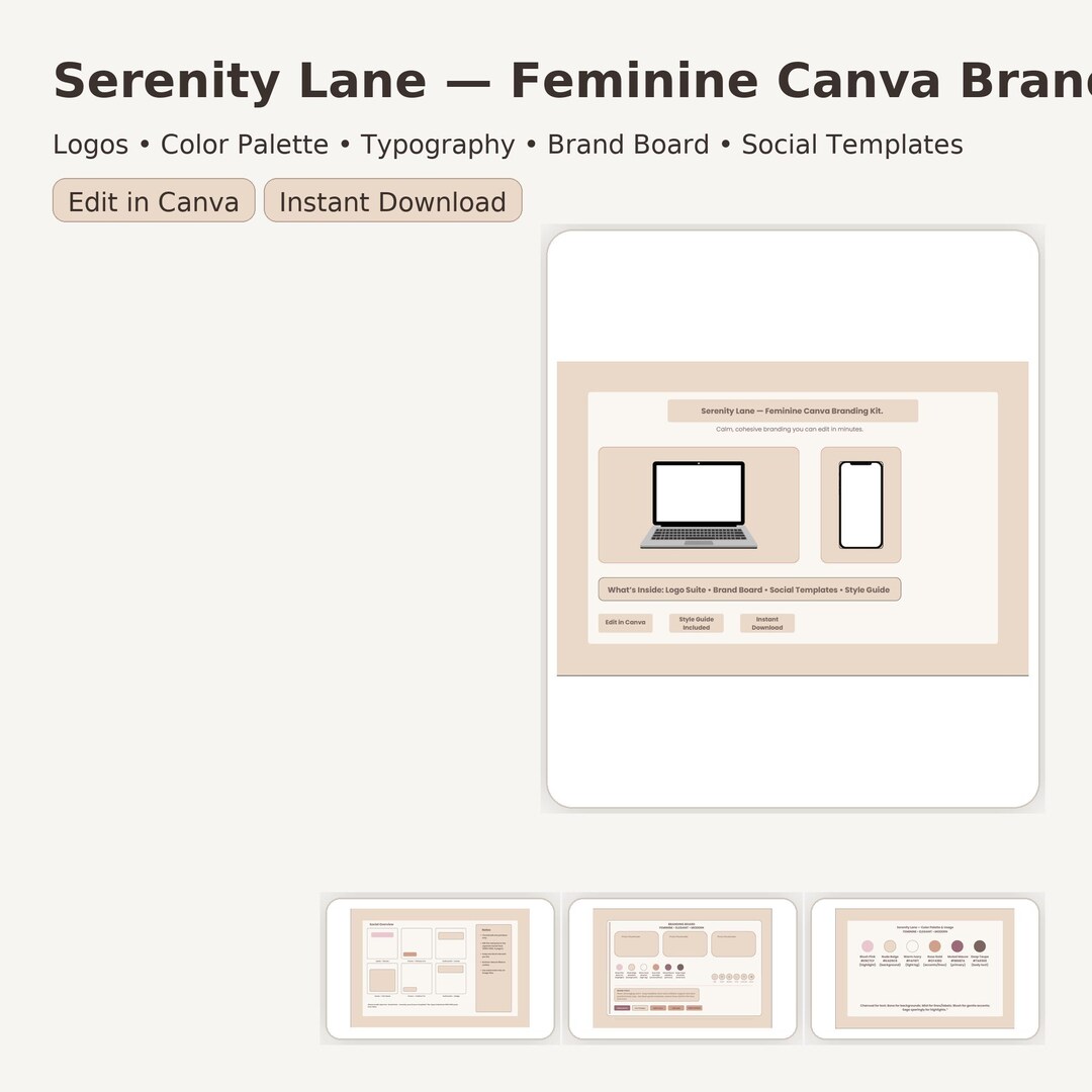 Minimalist Brand Kit Canva Template – Logos, Social Media (digital) - Etsy