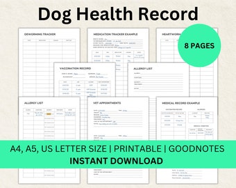 Dog Health Record Printable Dog Vaccination Record Vet Appointments Medical Record Allergy List Goodnotes Pet Health Tracker Dog Health Form