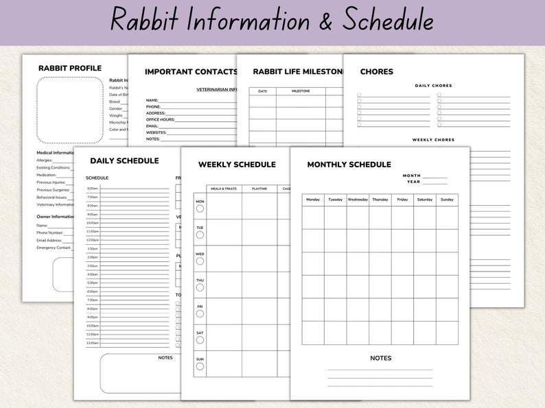 Rabbit Planner Rabbit Bundle Planner Printable Goodnotes Rabbit Log ...