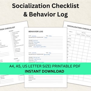 Puppy Socialization Checklist Printable Behavior Log Social - Etsy