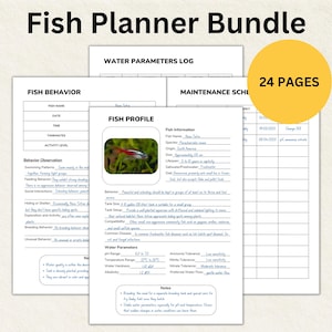 Fish Planner Bundle Aquarium Journal Printable Aquarium Logbook Aquarium Care Planner Goodnotes Tank Maintenance Log Fish Health Journal