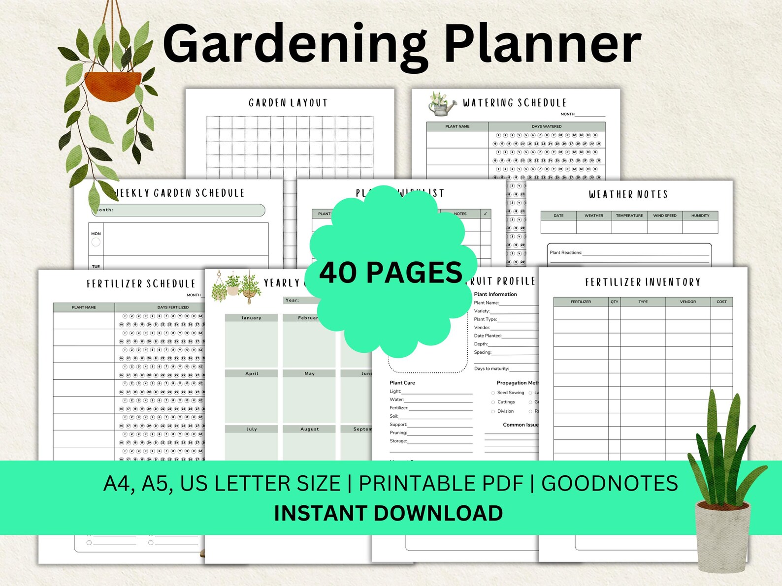 Gardening Planner Printable Ultimate Garden Planner Gardening Log Plant ...