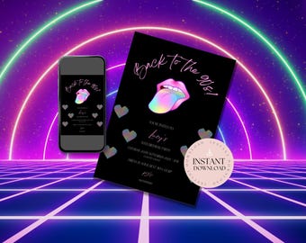 90s Birthday Party Invitation | Retro Theme, Editable Template (Digital Download)