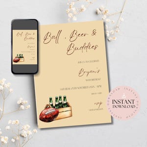 Football Invitation | Boy Fall Invitation | Football Wedding Shower | Tailgate Baby Shower Invite | Beer And Football | Game Time