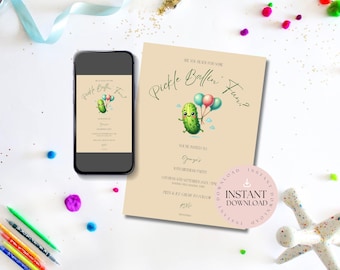 Pickleball Birthday Invitation | Editable Kids Party Invite (Digital Download)