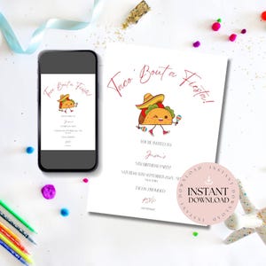 Surprise Taco Party Invite | Editable Fiesta Invitation | Digital Birthday Invite | Fun Taco Themed Party Invite