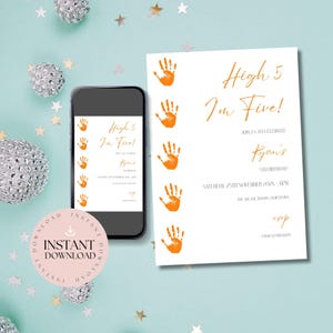 High Five Einladung | Hallo 5 Geburtstag Party einladen | Hallo fünf druckbare einladen Vorlage | Hi Five Einladung zum 5.Geburtstag | High Five Party