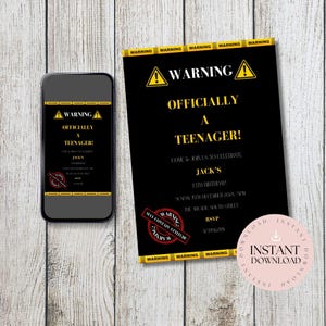 Official Teenager Invitation | 13th Birthday Digital Invitation | Editable Digital Birthday Invitation For 13th Birthday Boy |
