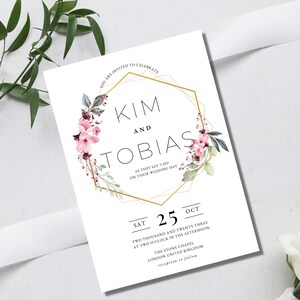 Wedding Invite Canva Template | Elegant Wedding Invitation, Modern Wedding Invite, Printable Wedding Invite, INSTANT DOWNLOAD - FF002
