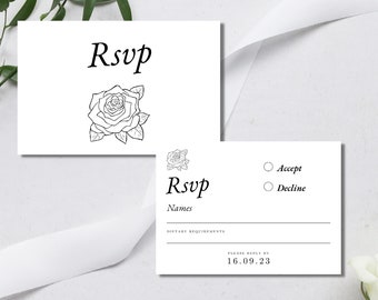 Editable Minimalist Wedding RSVP Card Template | Floral Design (Digital Download)