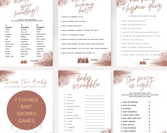 Winter Baby Shower Games Bundle | Rose Gold Baby Shower Decorations, Printable Baby Shower Games, Editable Baby Shower Games - RG001