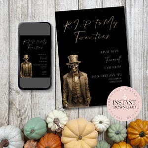 30th Birthday Invite Skeleton RIP to my Twenties | Black Death To 20S Invite | Death To My Youth Invite | 30th Birthday Invite |