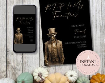 Death to My Twenties 30th Birthday Invitation | Skeleton Funeral (Digital Download)
