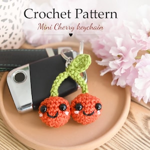Mini Cherry Keychain Crochet Pattern | Amigurumi Cherry PDF (German and English) | Beginner Friendly | Cute Fruit Keychain | DIY Gift Idea