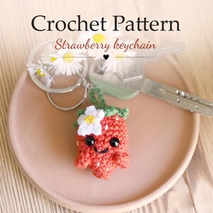 Strawberry Keychain Crochet Pattern | Amigurumi Cherry PDF (German and English) | Beginner Friendly | Cute Fruit Keychain | DIY Gift Idea