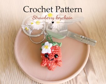 Strawberry Keychain Crochet Pattern | Amigurumi Cherry PDF deutsch und englisch | Beginner Friendly | Cute Fruit Keychain | DIY Gift Idea,