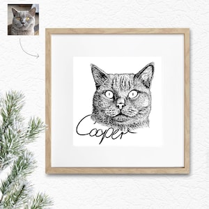 Handmade pet portrait (e.g., dog, cat, horse) Personalized gift, detailed drawing from photo, DIGITAL