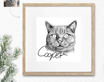 Handgefertigtes Haustier Portrait (z.B. Hund, Katze, Pferd) Personalisiertes Geschenk, detaillierte Zeichnung vom Foto, DIGITAL