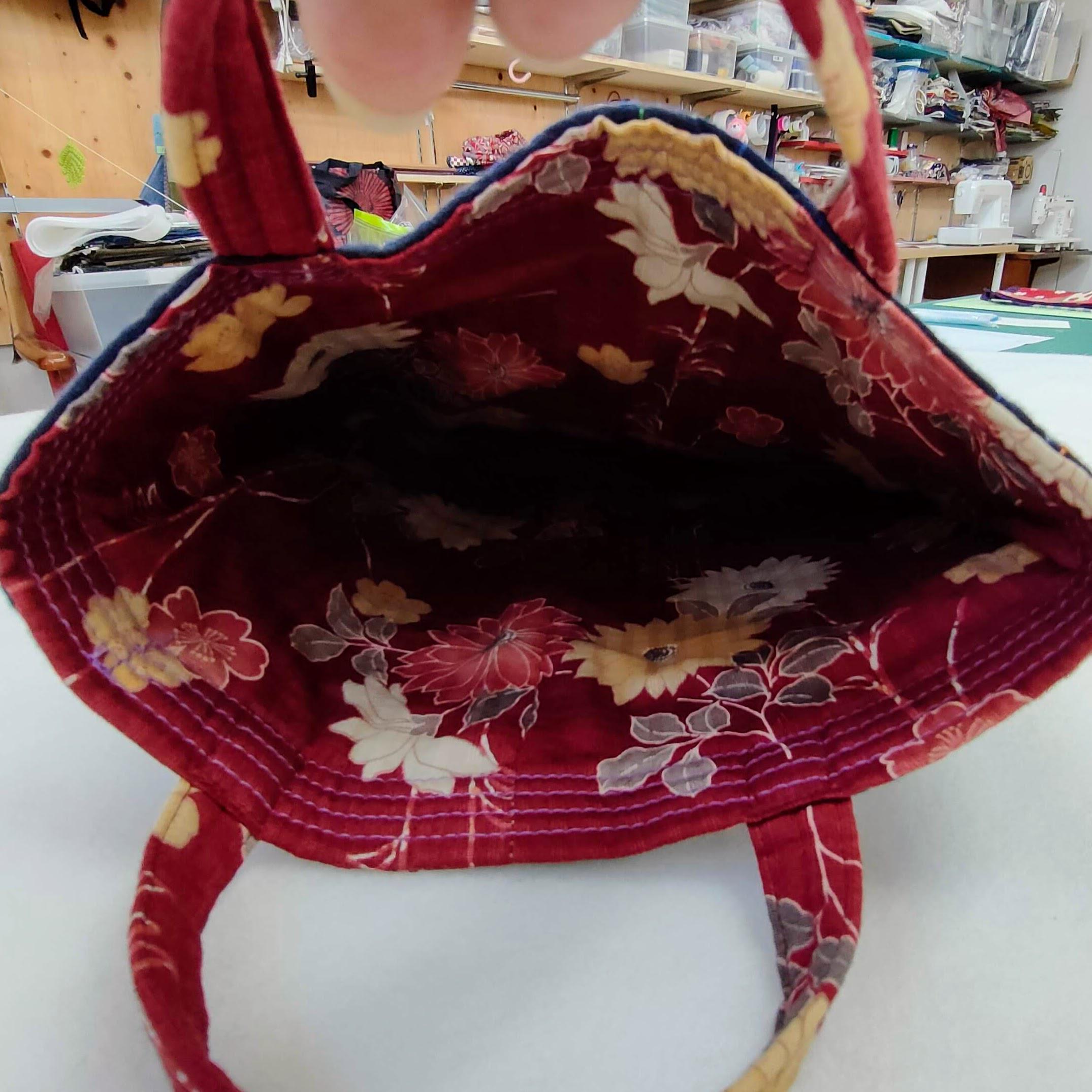 藍染 刺し子 パッチワークバッグ 藍染襤褸(BORO)と刺し子のパッチ