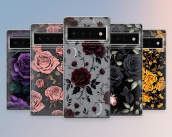 Capa para celular com estampa de rosas multicoloridas para Google Pixel 10 Pro XL, 9 Pro, 9A, 8A, 7 Pro, 7, Samsung S25, S24Fe, S23, A56, A15 e iPhone 17 Pro Max.
