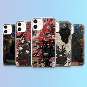 Witchy Cat Phone Case Kitten Cover for iPhone 17Pro, 16E, 15, 14, 13 Samsung S25, S24Fe, S23, A56, A15 Pixel 10Pro XL, 9A, 8A, 8Pro, 7A, 6A