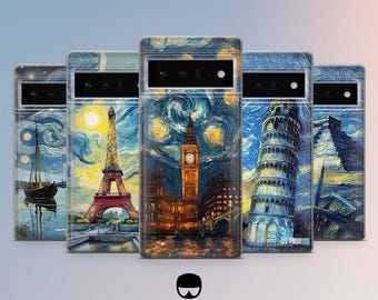 Van Gogh City-telefoonhoesje voor Google Pixel 10Pro XL, 9Pro, 9A, 8A, 7Pro, 7A, 6A Samsung S25, S24Fe, S23, A56, A15 iPhone17 Pro Max,16E