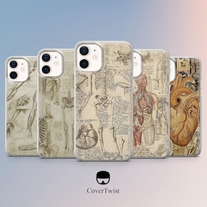 Body Anatomy Phone Case Biology Cover for iPhone 17Pro, 16E, 15, 14, 13 Samsung S25, S24Fe, S23, A56, Pixel 10Pro XL, 9A, 8A, 8Pro, 7A, 6A