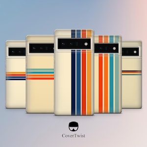 Cover per telefono Retro Stripes per Google Pixel 10Pro XL, 9Pro, 9A, 8A, 7Pro, 7A, Samsung S25, S24Fe, S23, A56, A15 iPhone17 Pro Max, 16E