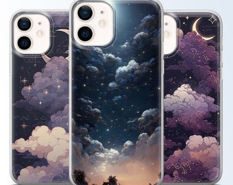 Dreamy Moon Phone Case Lofi Cover for iPhone 17Pro, 16E, 15, 14, 13 Samsung S25, S24Fe, S23, A56, A15 Pixel 10Pro XL, 9A, 8A, 8Pro, 7A, 6A