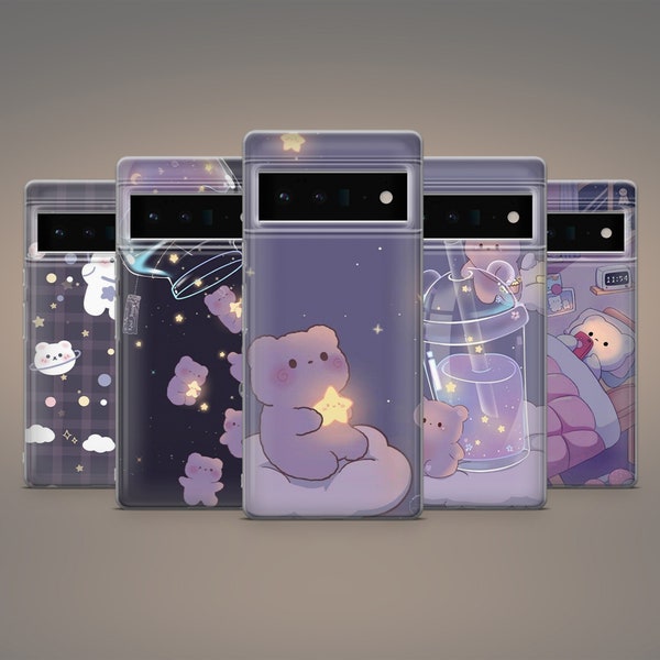 Jolie coque de portable ours en peluche kawaii en peluche pour Google Pixel 8A, 7A, 7Pro, 6A, Samsung Galaxy A54, S23, S21Fe, S22, A14, iPhone 15