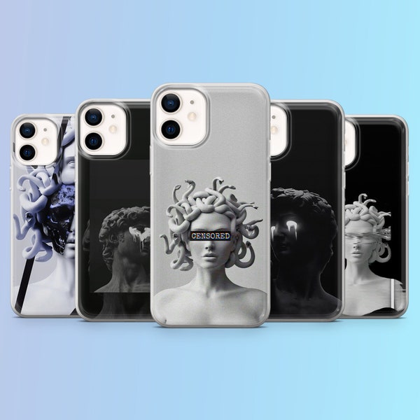 Greek Mythology Art Phone Case Medusa Statue Cover for iPhone 15Pro, 14, 13, 12, 11, Samsung S23Ultra, S22, S21Fe, S20+,A13, A14, Pixel 8A