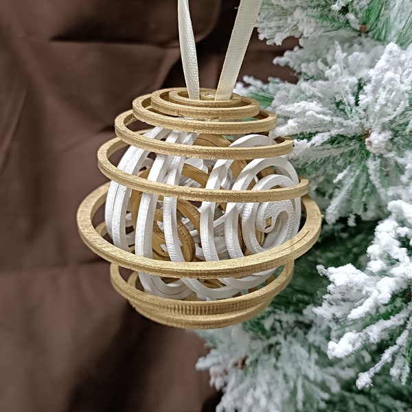 3D Spiral within a Spiral Christmas Ornament - Laser Cut Digital Files SVG, AI, DXF - Glowforge Gweike , 3D christmas ornament , 3D ornament