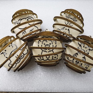 Paquete de esferas de safari en espiral 3D: archivos digitales cortados con láser SVG, AI, DXF: archivos láser para guardería Glowforge Gweike Decoración para guardería en 3D