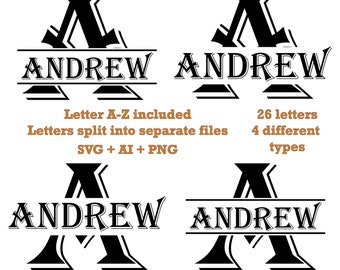 Customizable Split Letter Monogram SVG Bundle (Digital Download)