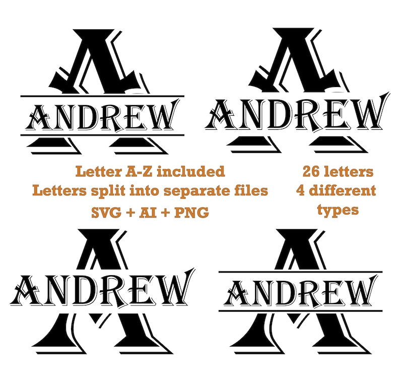 Customizable Split Letter Monogram SVG Bundle (digital Download) - Etsy