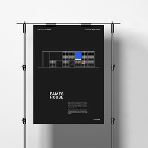 Eames House Poster, Case Study House Print, Classic Architecture Poster, Black and White Art Print, Modern Architecture, Mid Century Modern