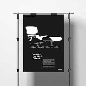 Pôster da Poltrona Eames, Móveis Charles & Ray Eames, Pôster da Poltrona Icônica, Arte de Parede Moderna de Meados do Século